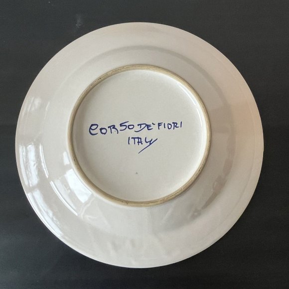 Vintage Corso de'Fiori Italian Sunflower Pottery Bowl 10" Rimmed - Picture 4 of 6